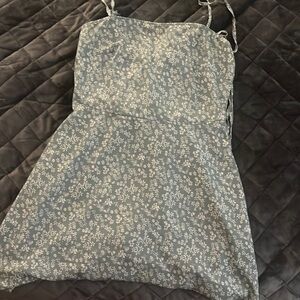 Green and white floral printed sundress